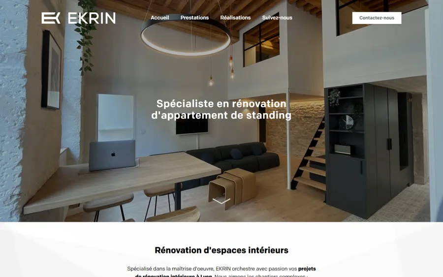 Page d’accueil du site Ekrin Rénovation